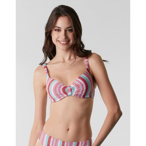 Maillot De Bain Soutien-Gorge Coque En Microfibrelurex, Rayures Multicolores