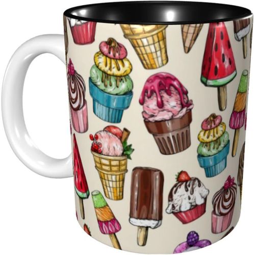 Tasse Imprimee Cupcakes Et Creme Glacee, Tasses A Cafe, Cadeau D'anniversaire Pour Hommes Et Femmes, Tasse A Cafe En Ceramique, Tasse A The Pour Le Bureau Et La Maison