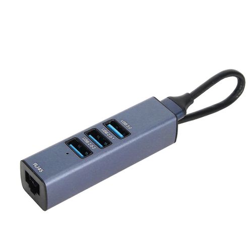 Adaptateur USB vers Ethernet 4 Ports 100Mbps 5Gbps Alliage d'Aluminium USB 3.0 Hub pour Ordinateur Portable Tablette De Bureau