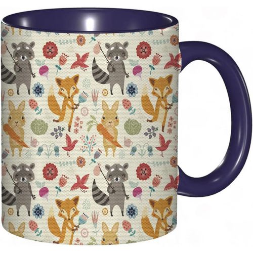 Tasse A Cafe Foret Groupe D'animaux Salle De Jeux Renard Raton Laveur Botanique Floraison Lapin Reveur.Imprime Gris Souci | Tasse Coloree Pour Bureau | Maison | The | Cafe