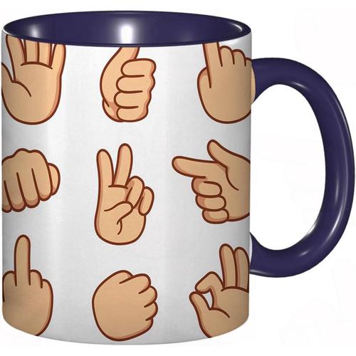 Tasse A Cafe Doigt Dessin Anime Mains Differents Gestes Pointant L'attention Poing Pouces Impression | Tasse De Tasse Coloree Pour Le Bureau A La Maison The Cafe