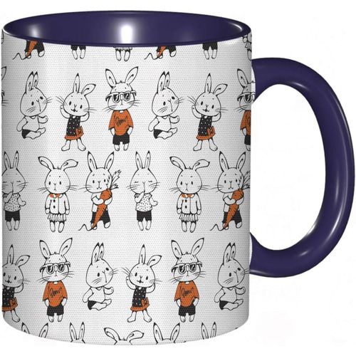 Tasse A Cafe Drole De Lapins Retro Avec Des Costumes Jack Hare Funky Bunnies Style De Croquis De Carotte.Impression Blanche Orange | Tasse Coloree Pour Le Bureau La Maison Le The Le Cafe