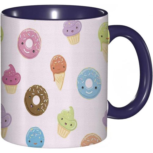 Tasse A Cafe Kawai Motif De Style Dessin Anime De Cupcakes | Creme Glacee Et Beignets Avec Pepites.Imprime Rose Peche | Tasse Coloree Pour Le Bureau La Maison Le The Le Cafe
