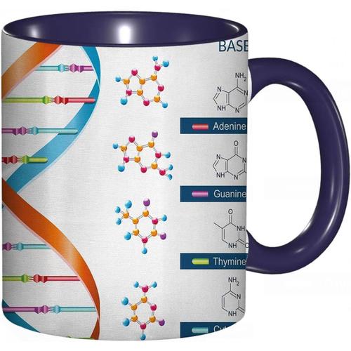 Tasse A Cafe Science Bases D'adn Chimie Biochimie Biotechnologie Science Spirale Genetique.Blanc Bleu Imprime | Tasse Coloree Pour Bureau | Maison | The | Cafe