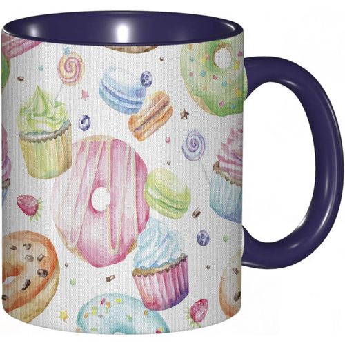 Tasse A Cafe Bonbons Delicieux Macarons Cupcakes Beignets Muffins Sucre Savoureux Delicieux Design Aquarelle.Impression Rose | Tasse Coloree Pour Le Bureau La Maison Le The Le Cafe