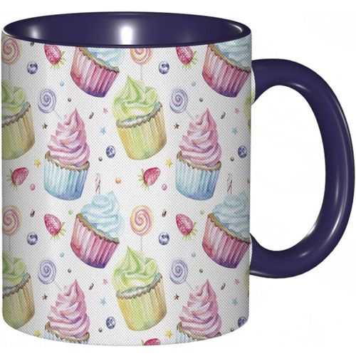 Tasse A Cafe Cupcakes Cremeux Colores Et Bonbons Motif Fraise Style Retro Vintage.Impression Bleu Vert | Tasse Coloree Pour Le Bureau La Maison Le The Le Cafe