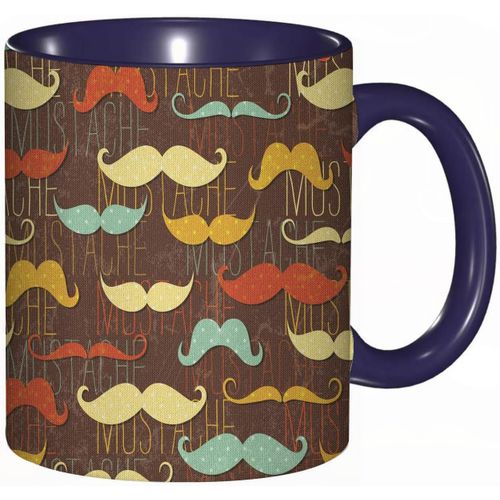 Tasse A Cafe Motif Moustache Vintage Avec Des Formes De Barbe Amusantes A L'ancienne Avec Des Pois Et Des Textes.Imprime Marron Orange | Tasse Coloree Pour Le Bureau La Maison Le The Le Cafe