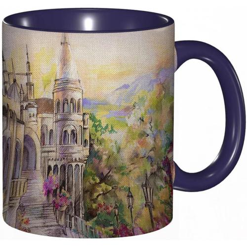 Tasse A Cafe Palais Chateau Conte De Fees Pierre Chaude Magique Prince Fleur Violet Impression Premium | Tasse De Tasse Coloree Pour Le Bureau A La Maison The Cafe