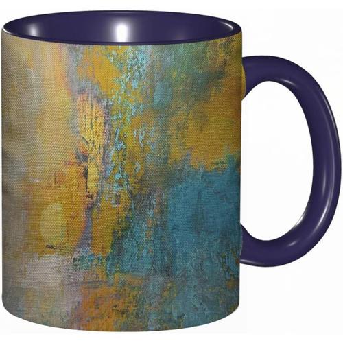 Tasse A Cafe Boule De Soleil En Jaune Et Turquoise | Peinture Originale Abstraite Sur Toile Imprimee | Tasse Coloree Pour Bureau | Maison | The | Cafe