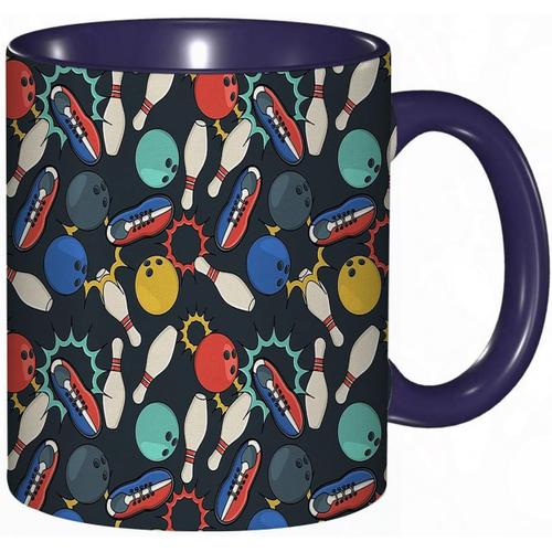 Tasse A Cafe Bowling Boule De Bowling Coloree Jeu Doodle | Cadeau Pour L'impression Des Amateurs De Bowling | Tasse De Tasse Coloree Pour Le Cafe De The A La Maison De Bureau