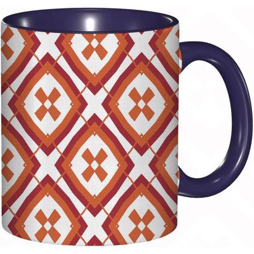 Tasse A Cafe D'inspiration Geometrique | Motif Retro Monotone | Repetition | Imprime Orange Vermillon | Tasse Coloree Pour Le Bureau La Maison Le The Le Cafe