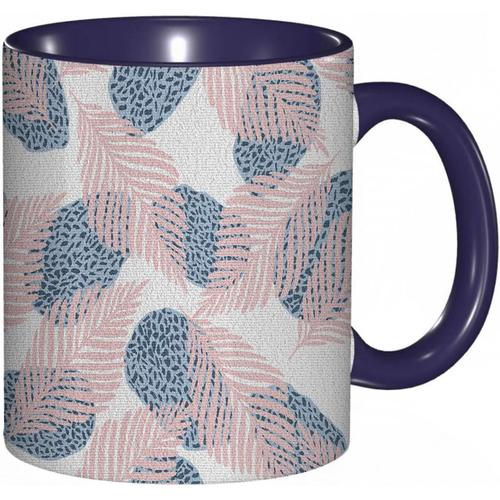 Tasse A Cafe Jungle Nature Feuilles Avec Des Points Modernes Abstraits Plantes Exotiques Impression De Feuillage, Tasse De Tasse Coloree Pour Le Cafe A La Maison De Bureau