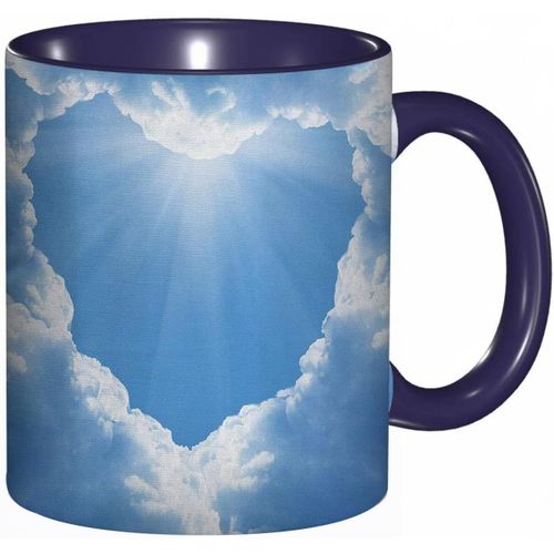 Tasse A Cafe En Forme De Coeur Nuage Moelleux Et Paysage Romantique Avec Impression D'illustration De Soleil, Tasse De Tasse Coloree Pour Le Cafe De The A La Maison De Bureau