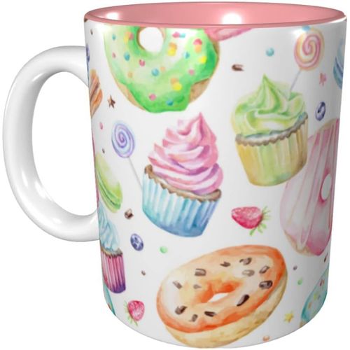 Cupcakes Beignets Muffins Sucre Tasses A Cafe Tasse En Ceramique De 11 Oz Pour Le Bureau Et La Maison Tasse A The D'eau Tasse A L'interieur Rose