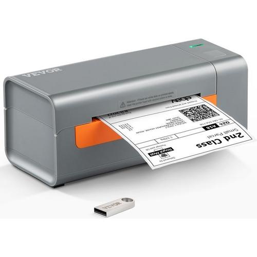 Imprimante d'étiquettes Thermique - VEVOR - 4x6 Code à Barres USB Haute Vitesse 150 mm/s 203 dpi pour Colis Expédition - Gris