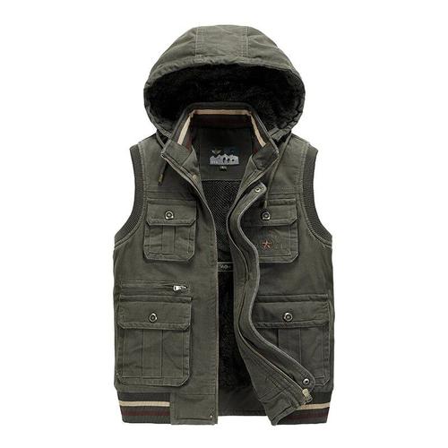 gilet sans manches a capuche en fourrure pour homme veste chaude