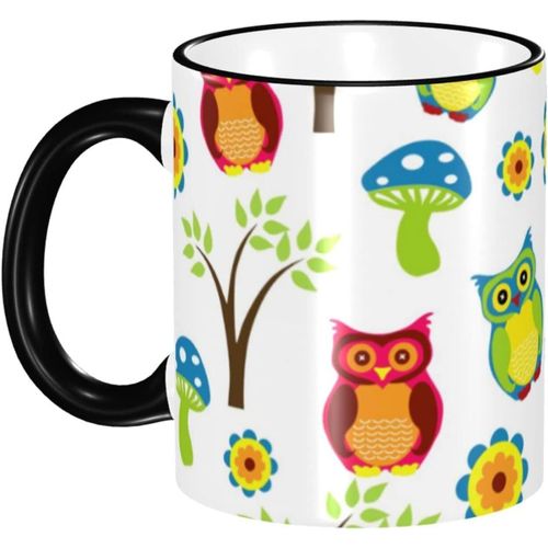 Tasse En Ceramique De 330ml, Tasse A Cafe, Hibou, Champignon, Arbre, Grande Tasse A The, Adaptee A La Cuisine, Au Restaurant, Au Bureau