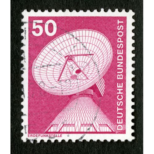 Timbre Oblitéré Deutsche Bundespost, Erdefunkstelle, 50