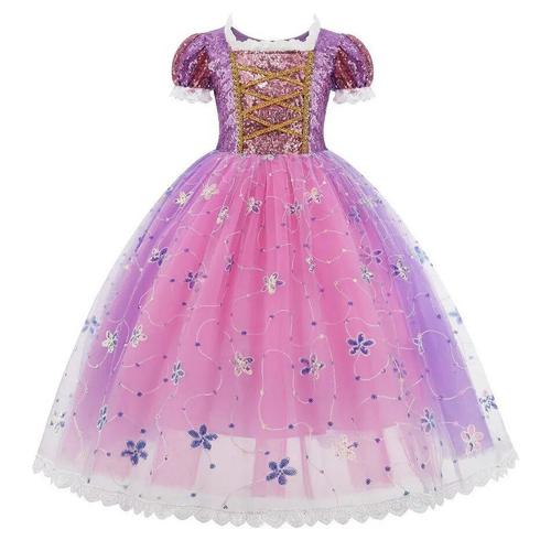 robes pour enfants pour filles cosplay princesse raiponce costume de  spectacle elegant raiponce vetements de fete d'halloween de noel (robe, 3t)