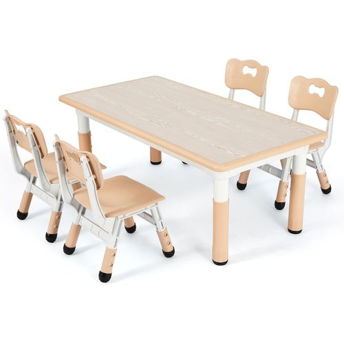 Table Pour Enfant Avec 4 Chaises,Mamizo Ensemble De Table Pour Enfants Réglable En Hauteur,Table De Peinture,Jaune
