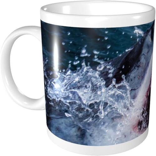 Tasses A Cafe Imprimees Requin Dans Le Lac - En Porcelaine - Avec Poignee - Tasse A The En Ceramique Pour The Latte Cappuccino Cacao