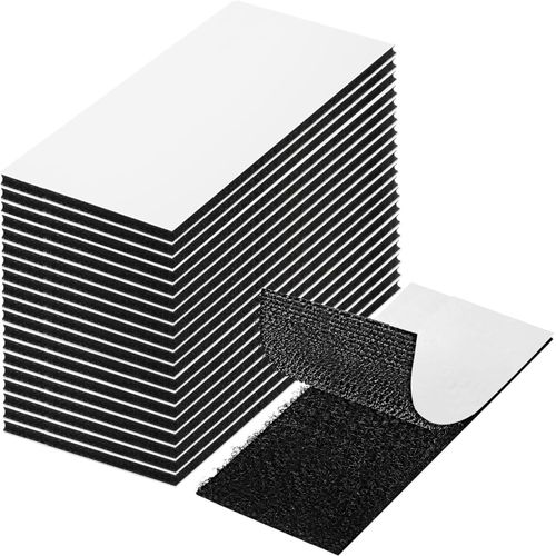Yemaesre-20 Pièces Scratch Autocollant Double Face, 5 X 10cm Scratch Autocollant, Noir Scratch Double Face Scratch, Bande Scratch Autocollant Réutilisable Pour Mur,Sol,Métal,Plastique,Ménage,Bricolag