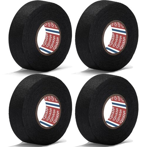 Yemaesre-Lot De 4 Rubans Adhésifs En Tissu Pour Faisceau De Câbles De Voiture, 19 Mm X 15 M, Ruban Adhésif Blindé, Résistant À La Chaleur, Ruban Isolant Pour Câbles Électriques De Voiture, Noir
