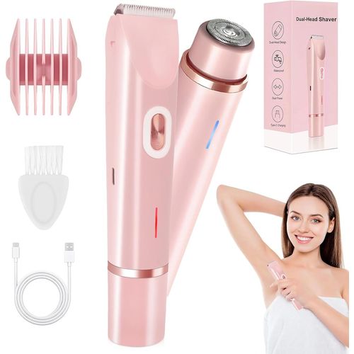 Yemaesre-Tondeuse Bikini, 2-En-1 Rasoir Bikini À Tête Double, Rasoir Intime Pour Femmes, Rasoir Electrique Waterproof Rechargeable Pour Bras Tondeuse Electrique (A) (A)