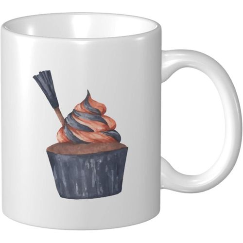 Tasse A Cafe Avec Filet De Balai De Sorciere D'halloween Cupcakes 11 Oz Pour Le Bureau La Maison Cadeau D'anniversaire Tasse A The