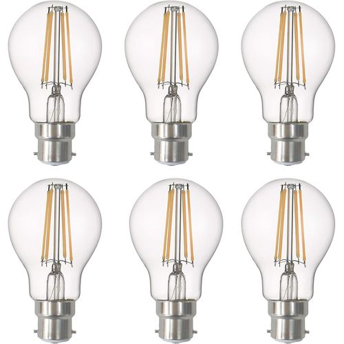 Anwxai-B22 Baïonnette Ampoule Led Filament Standard 8w A60,Equivaut À Ampoule Incandescente 75w,806lm Blanc Chaud 2700k,Ampoule Rétro Edison À Angle De Faisceau 360°,Non Variable-Lot De 6