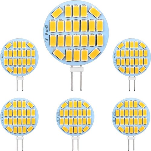 Anwxai-Ampouleg4 Led 3w,Ac/Dc12-24v,300lm Blanc Chaud 3000k,24x5730 Smd,Équivalent Ampoule Halogène 30w,Non-Dimmable,G4 Ampoule Ronde Led Pour Lumière D'armoire,Éclairage Encastré,Lot De 6