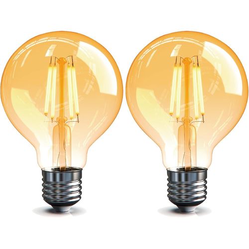 Anwxai-Ampoules Led E27 4w Edison Vintageg80,Blanc Chaud 2700k,Equivalent À Ampoule Incandescente 40w,Ampoule Rétro À Filament,Ampoule Décorative,Non-Dimmable,Lot De 2