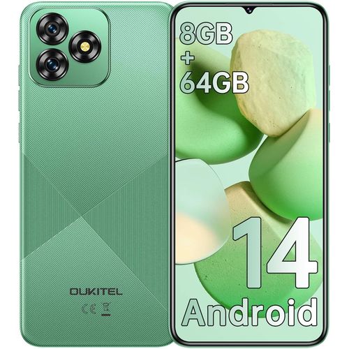 anwxai-C53 Smartphone Débloqué 2024-Téléphone Portable Android 14,Écran 6.6""Hd+/60Hz Smartphone Pas Cher,8Go+64Go/Tf 1To,Octa Core,Batterie 4300Mah,Telephone Débloqué 4G Dual Sim/13Mp/Gps-Vert