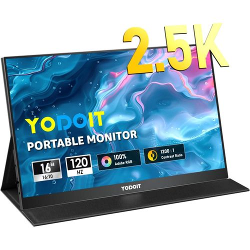 anwxai-Écran Portable 2.5K 16,1"" 2560 × 1600 Qhd 120 Hz Moniteur Portable Ips 100% Srgb Display Hdmi Usb Type C Ecran Avec Haut-Parleurs Intégrés Pour Pc/Ordinateur Portable/Macbook/Xbox/Ps4 5/Tv