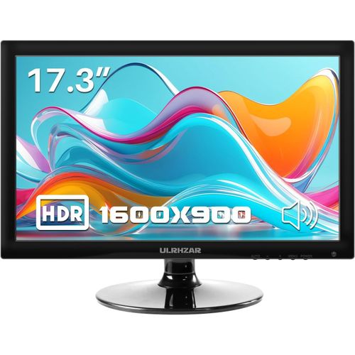 anwxai-Écrans Pc 17,3 Pouces 1600X900 60Hz Moniteurs Cctv,Avec Audio/Vesa/Hdmi/Vga/Usb-C Pour Fire Stick,Lecteur Multimédia Usb,Haut-Parleur Intégré,Extension Écran D'Ordinateur Portable