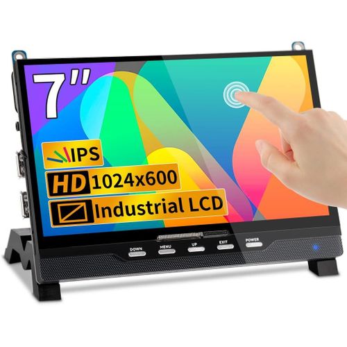 anwxai-Raspberry Pi 5 Écran Tactile 7 Pouces,1024X600 Ips Hdmi Moniteur Écran Tactile Compatible Avec Raspberry Pi 4/3 Rock Pi/Mini Pc/Jetson Nano/Banana Pi/Aida 64