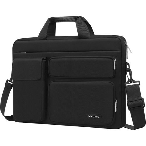 anwxai-Sacoche Ordinateur Portable Compatible Avec Macbook Air 15 M3 M2 2024 2023/Pro 16 M3 M2 M1,15-15,6 Pouces Notebook Avec 2 Surélevé&1 Rabat&1 Poche Horizontale&Poignée&Ceinture,Noir