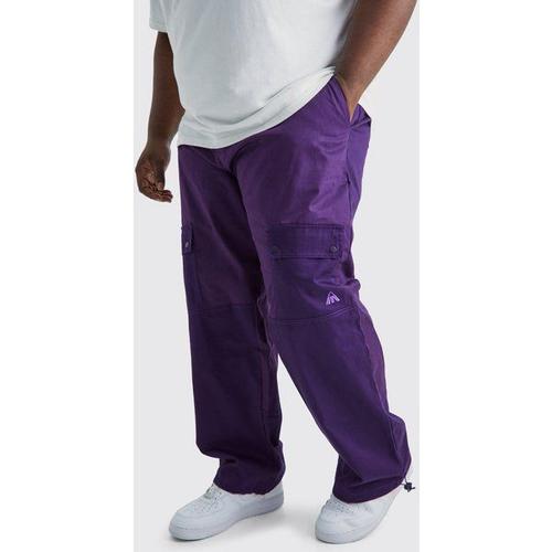 Grande taille Pantalon cargo ample color block homme violet