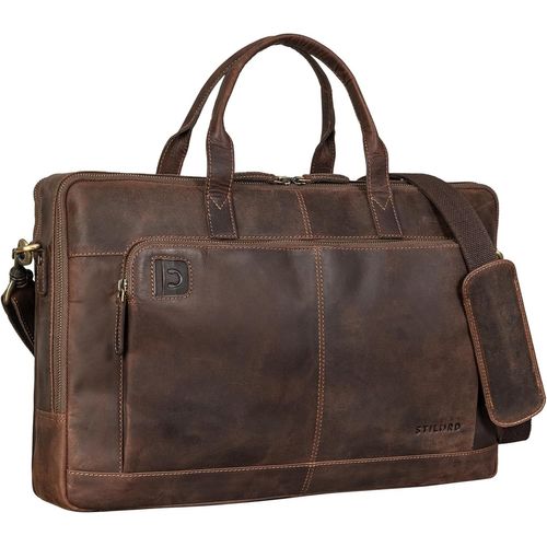 anwxai-Timothy' Élégant Sac Ordinateur Portable Cuir Pochette Ordinateur 15.6 Pouces-17 Pouces Malette Sacoche Travail Homme Sac Laptop Femme Cuir Véritable,Couleur:Veleta-Marron