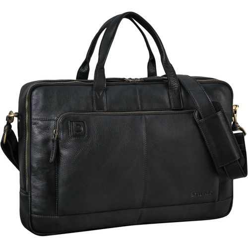 anwxai-Timothy' Élégant Sac Ordinateur Portable Cuir Pochette Ordinateur 15.6 Pouces-17 Pouces Malette Sacoche Travail Homme Sac Laptop Femme Cuir Véritable,Couleur:Noir