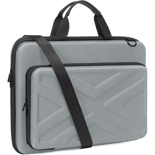 anwxai-Sacoche Ordinateur Portable De Coque Rigide Homme Femme,Pochette Ordinateur 17 Pouces Compatible Avec Macbook/Hp,Sac Pc Portable 17,3 Pouces Avec Poche Avant&Bandoulière,Gris