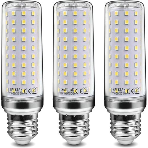 Anwxai-Ampoules Led 22w,Équivalent 180w Ampoule Incandescente,2500lm,4000k Blanc Neutre,Ampoules À Vis Edison E27,3 Pièces