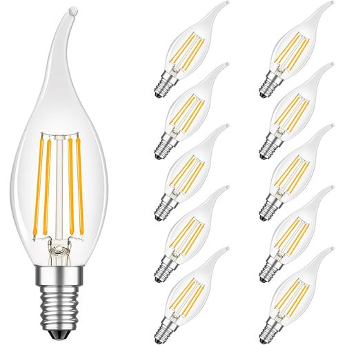 Anwxai-Ampoule Led E14 En Forme De Bougie,2700k Vintage E14 4w Blanc Chaud Bougie Led Lampe,4w Remplace 40 Watts,Lampe Bougie Rétro Pour Lustre,400lm,Non Dimmable,Transparent,Lot De 10