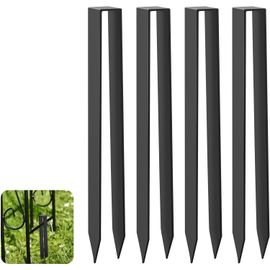 Anwxai-4 Pièces Piquets De Fixation Pour Arche De Jardin En Acier Revêtu Par Poudre,Forme U Sardines De Fixation Pour Arche De Rose,Tuyau D'eau Fixe [Hxlxp: 300 X 29 X 21 Mm]-Noir