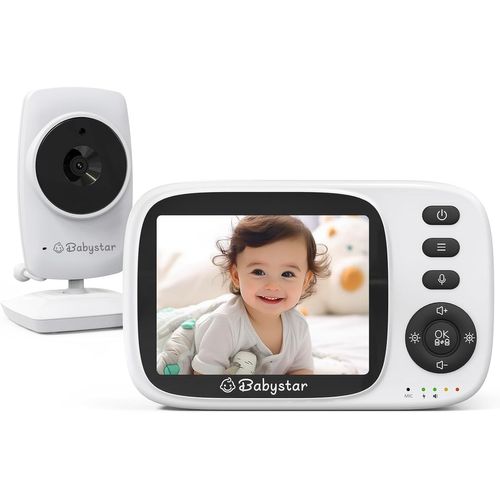 Anwxai-Babyphone Avec Caméra,3.2 Pouces Écran Lcd Moniteur Bébé Avec Caméra Et Vision Nocturne,Mode Vox,Audio Bidirectionnel,Capteur De Température,Rappel D'alimentation,4 Berceuses