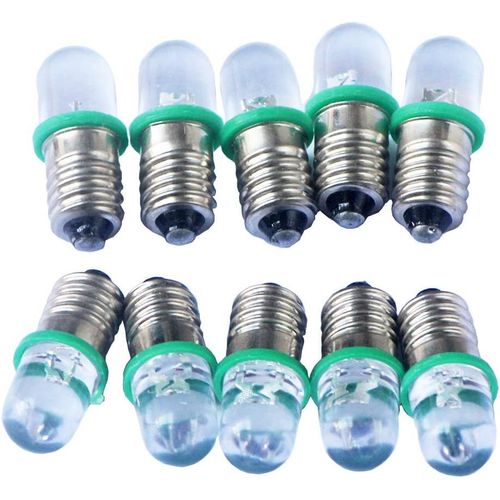 Anwxai-Gutreise 10pcs E10 6v Vert Spot Ampoule Led Lampes + 10pcs E10 Base