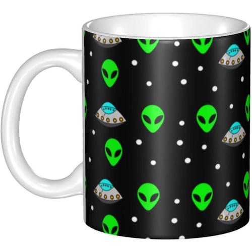 Tasses A Cafe Alien-Ufo-Vert De 11 Oz Tasses En Ceramique Blanche Tasse A The Cadeau De Xmas De Vacances Nouveaute