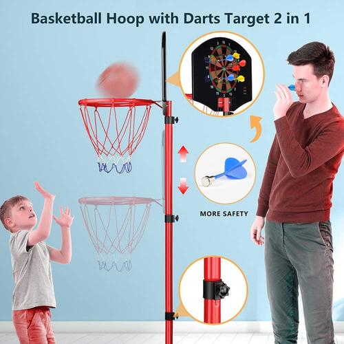 KAMDHENU Panier de basket-ball pour enfants avec cible 2 en 1 réglable en  hauteur 1 à 1,9 m, panier de basket-ball portable pour activités  intérieures et extérieures pour enfants de 3 à 8 ans