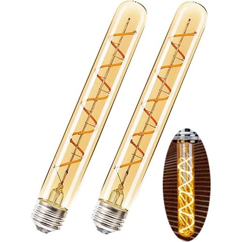 Anwxai-E27 T30-225mm Led Edison Vintage Filament Ampoules 4w(Équivalent Ampoule Halogène 40w) 400lm Blanc Chaud 2700k Non Dimmable E27 Tube Rétro En Verre Ambré,2 Paquets