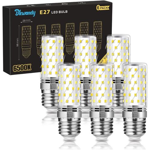 Anwxai-Ampoule Led E27,12w(Équivalent Ampoules Halogène 100w),1200lm Ampoules Led A Vis Blanc Froid 6500k,Angle Du Faisceau 360°,220-240v,Sans Scintillement,Lot De 6